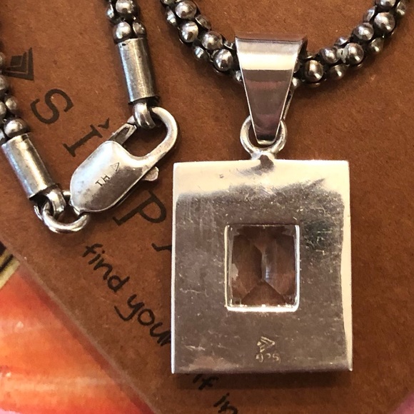 Vintage Silpada Sterling Silver Cubic Zirconia Pendant Popcorn Chain Necklace - Picture 6 of 16